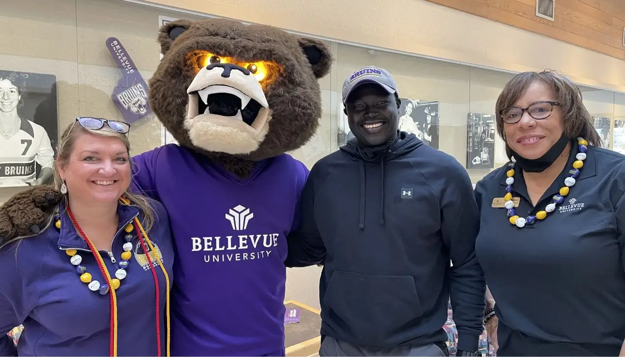 Brutus with students and BU employees